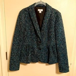 LOFT LINED TWEED BLAZER-8 EUC Spring Teal Classic Jacket Business Textured